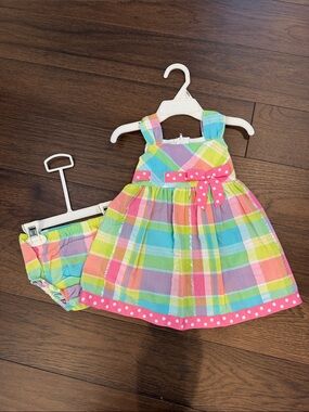 Bonnie Baby Plaid Baby Dress & Bloomers Size 18 NWT - C8-054
